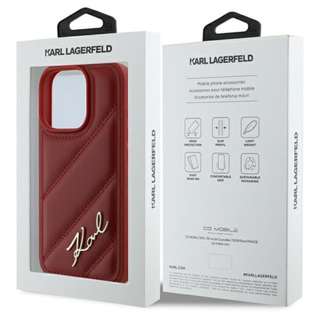 Karl Lagerfeld Quilted Signature - iPhone 16 Pro Case (red)