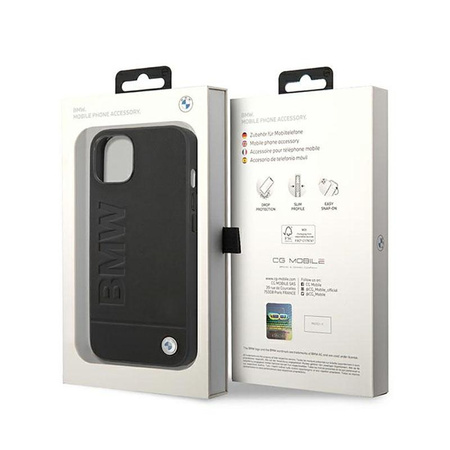 BMW Leather Hot Stamp - Coque pour iPhone 14 (Noir)