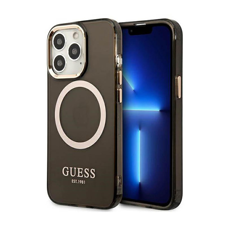 Guess Gold Outline Translucent MagSafe - iPhone 13 Pro Max Case (black)