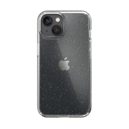 Speck Presidio Perfect-Clear s třpytkami - pouzdro pro iPhone 14 / iPhone 13 s povrchovou úpravou MICROBAN (čiré / zlaté třpytky)