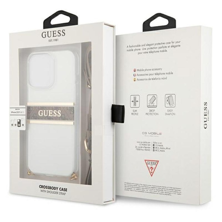 Guess 4G Croix à rayures or - Étui pour iPhone 13 Pro