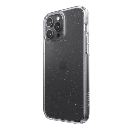 Speck Presidio Perfect-Clear with Glitter - iPhone 13 Pro Max / iPhone 12 Pro Max Case with MICROBAN Coating (Clear/Platinum Glitter)