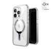 Speck Presidio Perfect-Clear Grip ClickLock & Magsafe - Coque pour iPhone 15 Pro (Transparent / Finition chromée / Argent Serein)