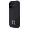 Karl Lagerfeld Silicone Shadow Metal Initial MagSafe - Coque pour iPhone 16 (noir)