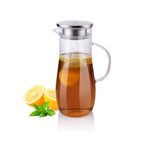 KARAFKA NA WODĘ ALPINA ZE SZKŁA BOROKRZEMOWEGO Z UCHYWYTEM DO HERBATY 1,4 L