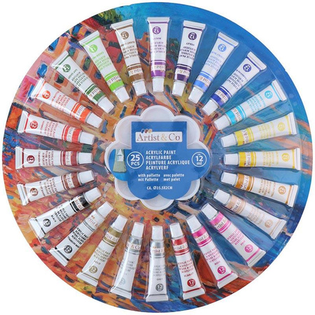Artist & Co - Sada akrylových barev ve 12 ml tubách 25 barev