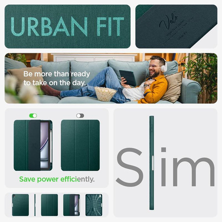 Spigen Urban Fit - Etui pour iPad Air 11" M2 (2024) / iPad Air 10.9" (5e-4e gén.).) (2022-2020) (Vert Minuit)