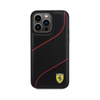 Ferrari perforált hullámok fém logó - iPhone 15 Pro Max tok (fekete)