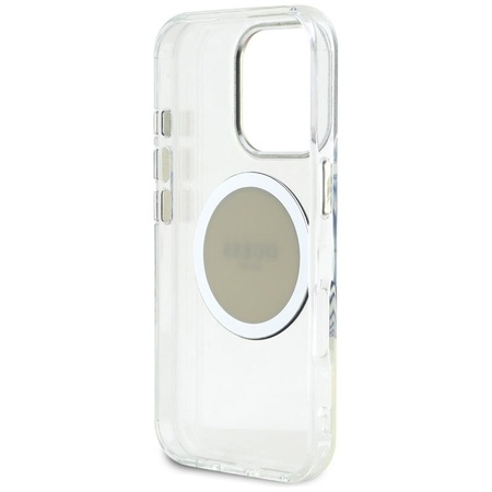 Guess IML Metal Coloured Circle Classic Logo MagSafe - étui pour iPhone 16 Pro (gris)