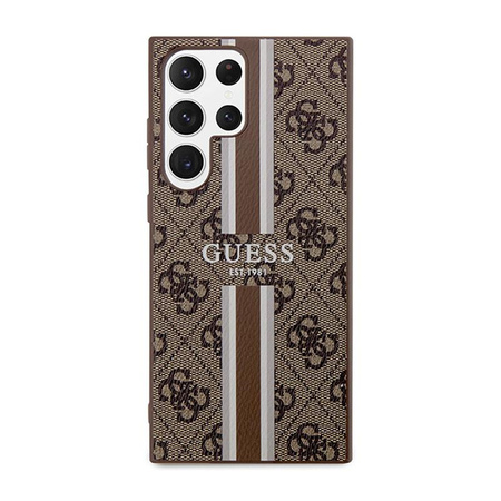 Guess 4G Printed Stripe - Étui Samsung Galaxy S23 Ultra (marron)