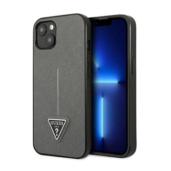 Pouzdro Guess Saffiano Triangle Logo - iPhone 14 Plus (stříbrné)