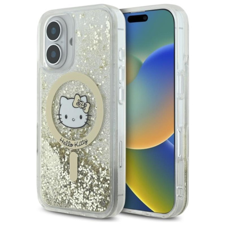 Hello Kitty Liquid Glitter Fever MagSafe - iPhone 16 Case (white / gold)