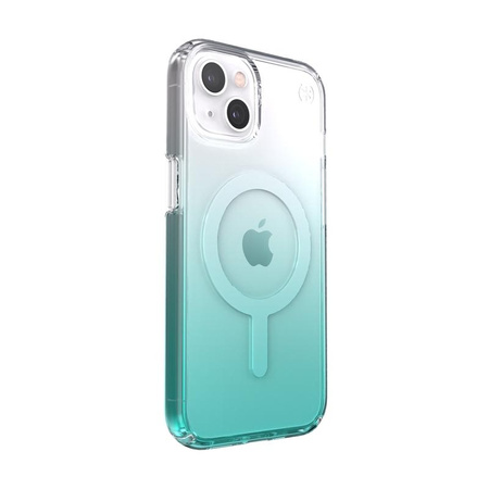Speck Presidio Perfect-Clear + Ombre + MagSafe - Coque pour iPhone 13 avec revêtement MICROBAN (Clear/Fantasy Teal Fade)