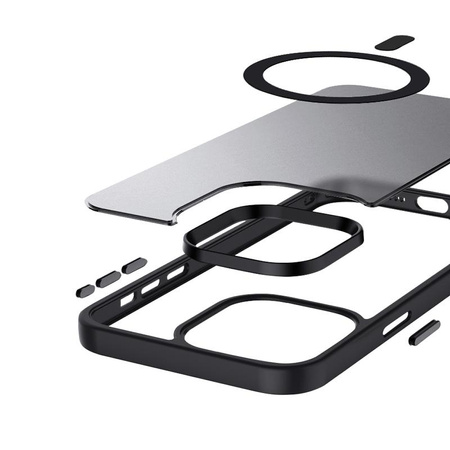 Crong Hybrid Frost MAG Abdeckung - iPhone 15 Pro Max MagSafe Gehäuse (schwarz)