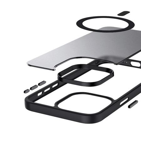 Crong Hybrid Frost MAG Cover - iPhone 15 Plus MagSafe tok (fekete)