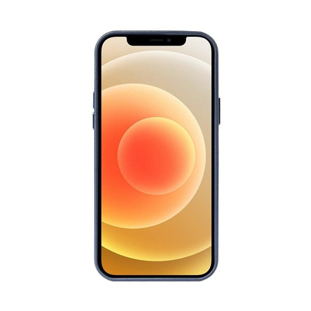 Crong Essential Cover - iPhone 12 / iPhone 12 Pro Öko-Lederhülle (marineblau)
