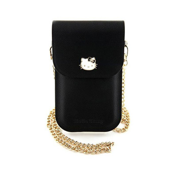 Hello Kitty Leather Metal Logo Chain - Crossbody bag for phone (black)