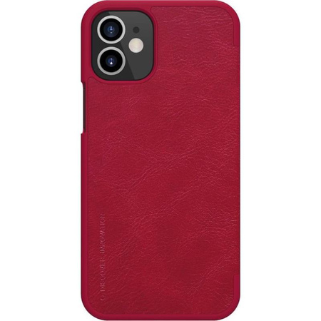 Kožené pouzdro Nillkin Qin - Pouzdro pro Apple iPhone 12 Mini (červené)