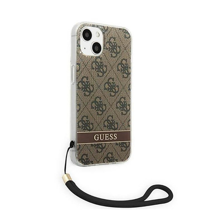 Guess 4G Print Cord - Etui avec dragonne iPhone 14 Plus (marron)