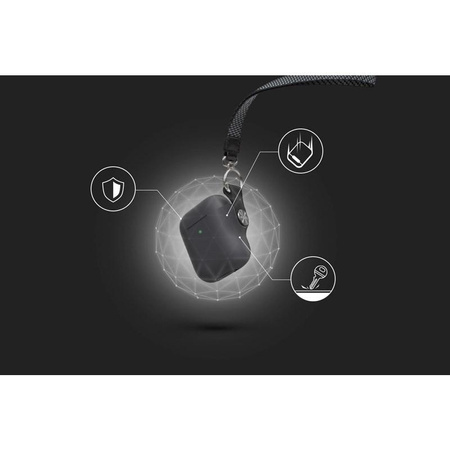 Moshi Pebbo - AirPods-Tasche mit abnehmbarer Handschlaufe (Shadow Black)
