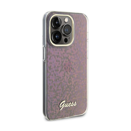 Guess IML Faceted Mirror Disco Iridescent - iPhone 15 Pro Case (pink)