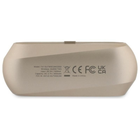Guess Elongated Metallic Printed Logo - Bluetooth TWS Sluchátka + Nabíjecí Pouzdro (Zlatá)