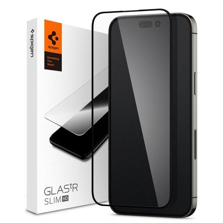 Spigen Glass FC - Verre trempé pour iPhone 14 Pro Max (Cadre noir)