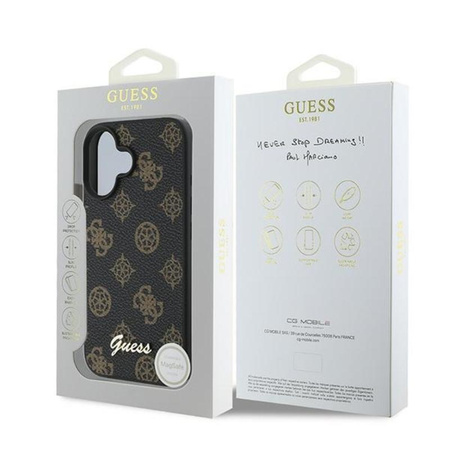 Guess Peony Script MagSafe – Hülle für iPhone 16 Plus (schwarz)