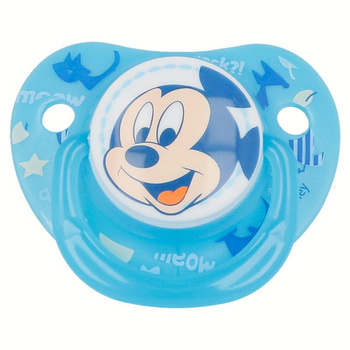 Mickey Mouse - Silicone pacifier in anatomical shape 0 - 6 m (glow in the dark) (blue)
