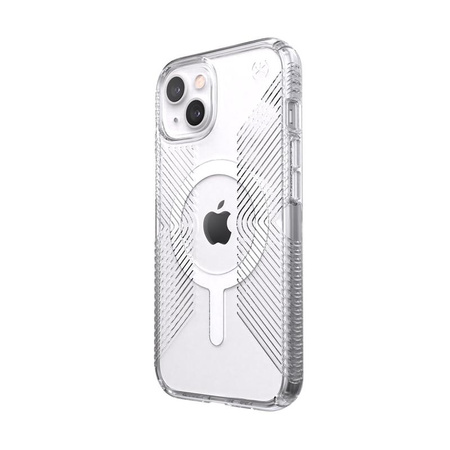 Speck Presidio Perfect-Clear mit Griffen + MagSafe - iPhone 13 Hülle mit MICROBAN-Beschichtung (Klar)