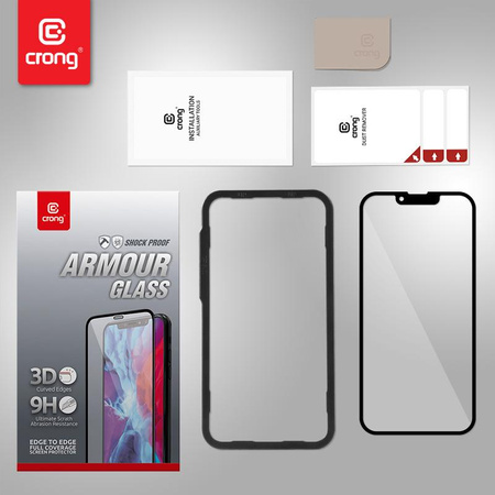 Crong Anti-Bacterial 3D Armour Glass - 9H full screen tempered glass for iPhone 13 mini + installation frame