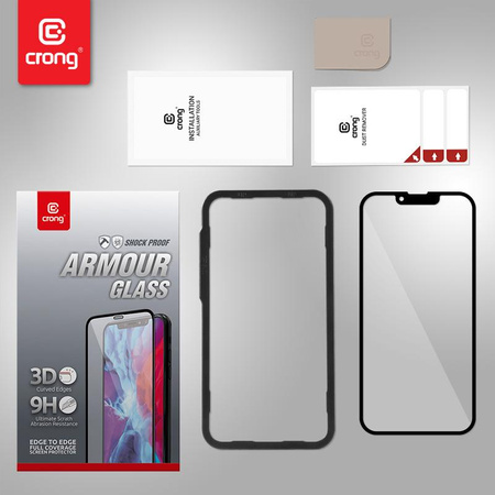 Crong Anti-Bacterial 3D Armour Glass – Szkło hartowane 9H na cały ekran iPhone 13 mini + ramka instalacyjna