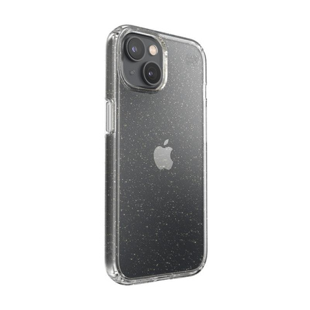 Speck Presidio Perfect-Clear mit Glitter - iPhone 14 / iPhone 13 Hülle mit MICROBAN Beschichtung (Klar / Gold Glitter)