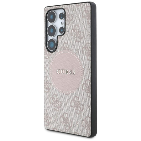 Guess 4G Round Patch Classic Logo MagSafe - étui pour Samsung Galaxy S25 Ultra (rose)