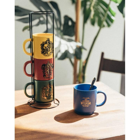Harry Potter - Satz Keramikbecher mit Ständer 300 ml 4 Stück. Hogwarts-Häuser