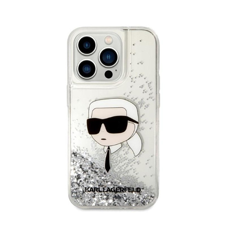 Karl Lagerfeld Liquid Glitter NFT Karl's Head - iPhone 14 Pro Max Tasche (silber)