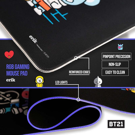 BT21 - XXL Spiel-/Schreibtischmatte mit LED-Beleuchtung (90 x 40 cm)