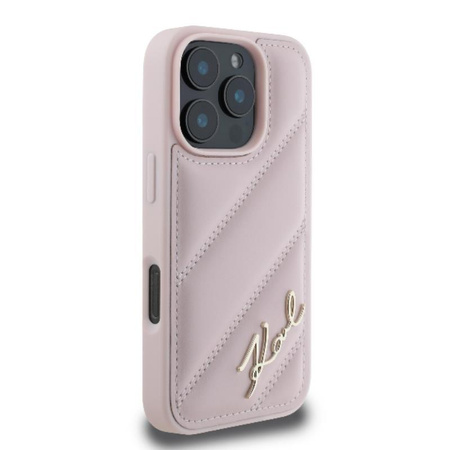 Karl Lagerfeld Quilted Signature - Case for iPhone 16 Pro (pink)