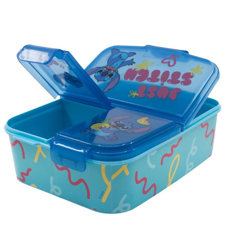 Disney Stitch Palms – Śniadaniówka z 3 przegródkami (bez BPA, 19,5 × 16,5 × 6,7 cm, licencjonowana)