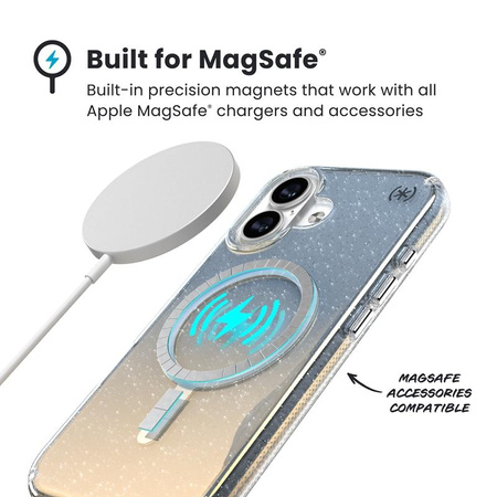 Speck Presidio Lux MagSafe - iPhone 17 Case (Hyper Mirror Glitter / Silver Metallic)