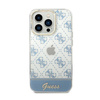 Guess 4G Stripe Script Logo Galvanisiertes Muster - iPhone 14 Pro Max Hülle (blau)
