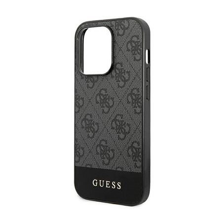 Guess 4G Bottom Stripe Metal Logo Collection - Etui iPhone 14 Pro Max (szary)