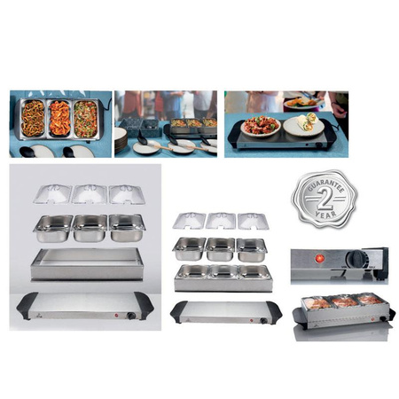 Alpina - Réchauffeur d'aliments, bemar 3x1.25 l puissance 200W acier inoxydable