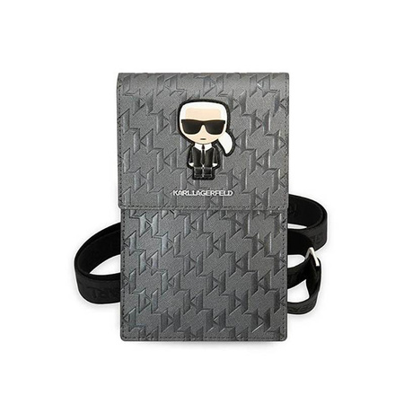 Karl Lagerfeld Monogram Ikonik Patch Wallet Phone Bag - taška na chytrý telefon a příslušenství (stříbrná)