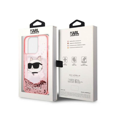 Karl Lagerfeld Liquid Glitter NFT Choupette Head - Hülle für iPhone 14 Pro (Pink)