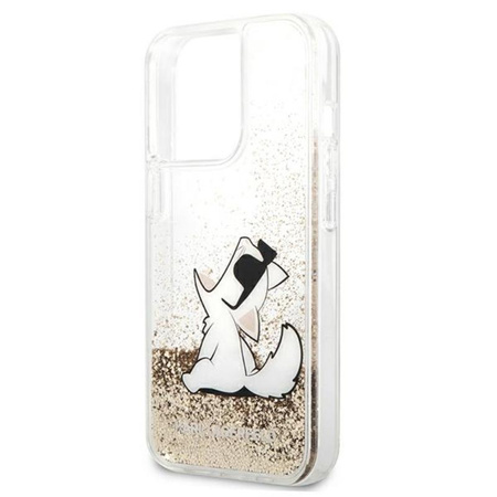 Karl Lagerfeld Liquid Glitter Choupette Fun - iPhone 13 Pro Tasche (Gold)