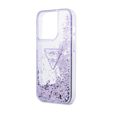 Guess Liquid Glitter háromszög logó tok - iPhone 14 Pro tok (lila)
