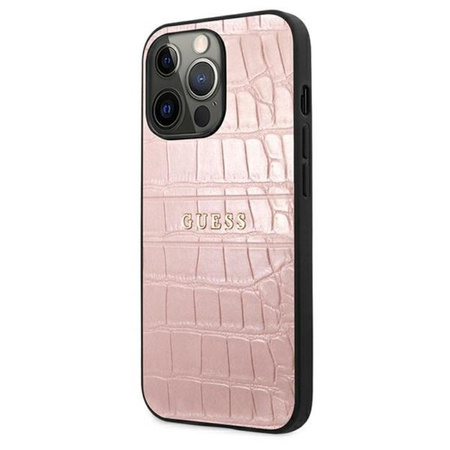 Guess Croco Stamp Lines - Coque iPhone 13 Pro (rose)