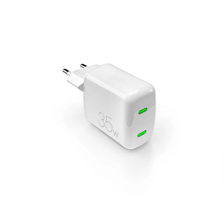 PURO MiniPro Wall Charger GaN - Chargeur de courant 2 x USB-C 35W PD (blanc)