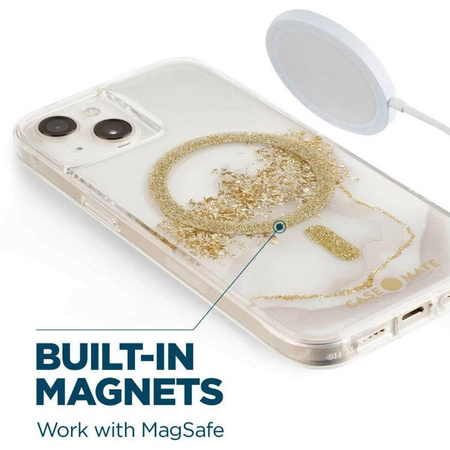 Case-Mate Karat MagSafe - pouzdro pro iPhone 14 zdobené zlatem (Marble)